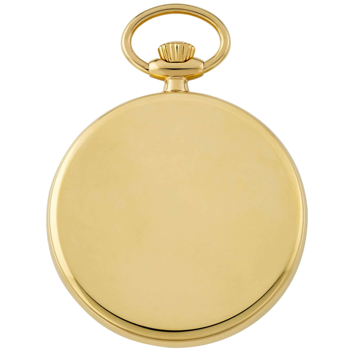 Gotham Men's Gold-Plated Stainless Steel Mechanical Railroad Pocket Watch back view with polished gold finish.