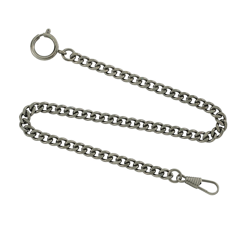 Deluxe 14" curb chain for Gotham Men's Stainless Steel Gunmetal Finish Mechanica Railroad Pocket Watch.